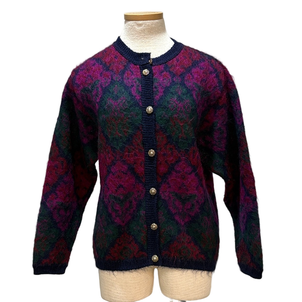 Pitlochry sz L made in the British Isles mohair chunky cardigan sweater